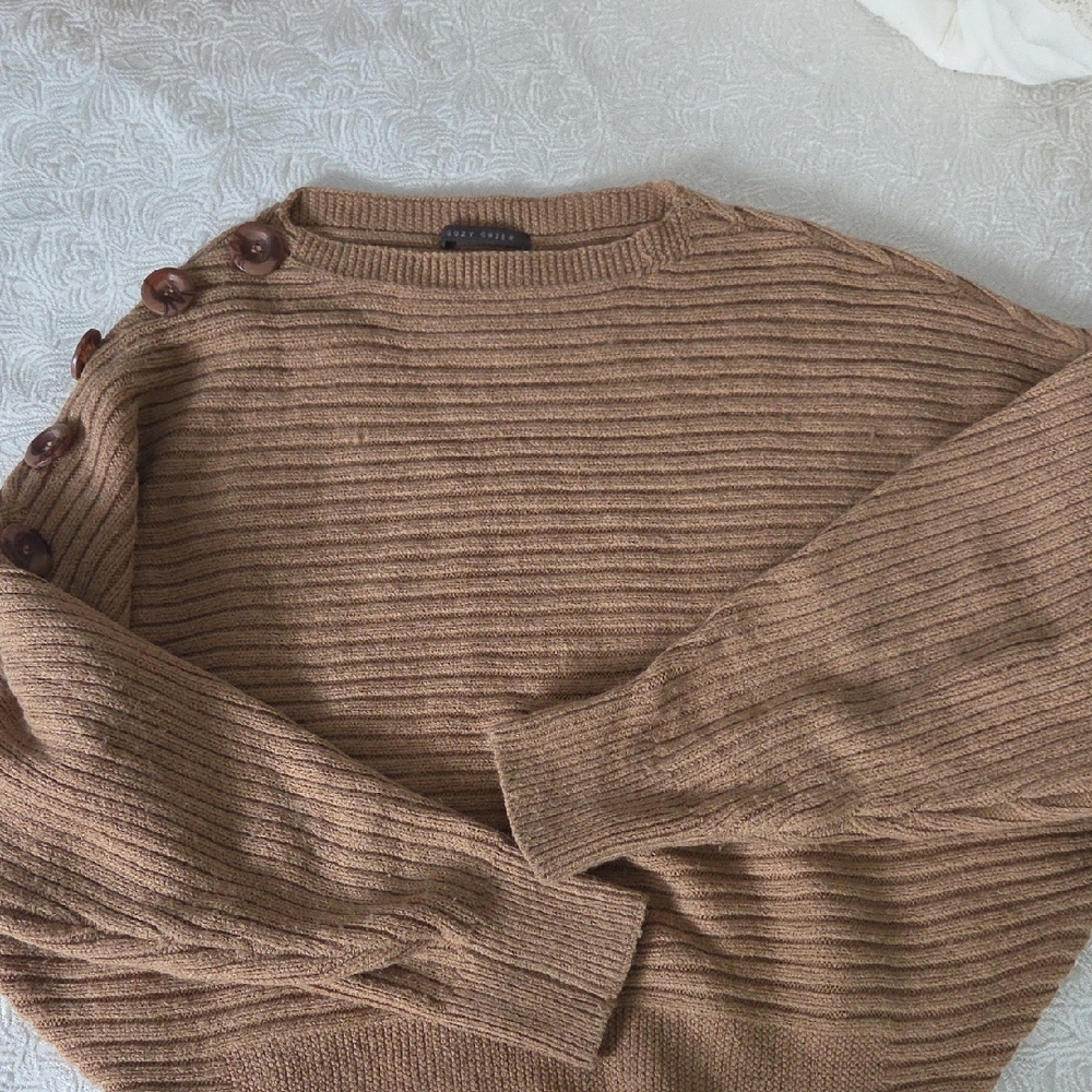 Suzy Shier Brown Ribbed Sweater